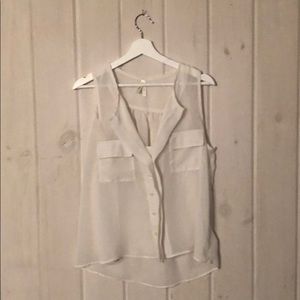 Sheer white button up blouse size L